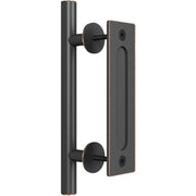 Miseno Barn Door Handle Pull Set, 7 Inch Center to Center, Oil Rubbed Bronze, Alloy Steel, Modern Rectangular Design, MBD5830
