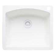 Diamond Dual Mount Granite Composite 25 in. 1-Hole Single Bowl Kitchen Sink in White