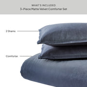Better Homes & Gardens 3-Piece Greystone Matte Velvet Comforter Set, King, Gray, Polyester Fill