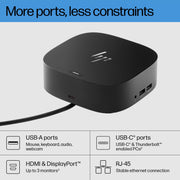 HP USB-C G5 Universal Docking Station, 11-in-1 Adapter with HDMI, DisplayPort, USB-C, USB 3.0, Ethernet, Black