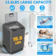 Veeboto Portable Washing Machine, 13.6lb Capacity, Full Automatic, Top Load, Stainless Steel Tub, LED Control Panel, Compact Laundry Washer for Home and Apartment