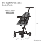 Dream On Me Coast Rider Travel Stroller Lightweight Aluminum Frame 3-in-1 Convertible Gray 365-GRAY