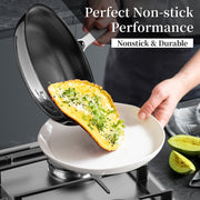 Innerwell 6Pc Stainless Steel Nonstick Ceramic Frying Pan Set with Glass Lids, Silver