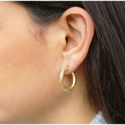 Diamond Cut Hoop Earrings in 14K Gold