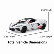 New Bright 1:8 Scale Chevy Corvette Stingray Remote Control Car, White, Full-Function, Working Headlights, Rechargeable Battery, 21.5 in, 60832U-3