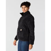 Carhartt Women's Loose Fit Fleece Pullover, 9.7-Oz Polyester, Secure Zipper Pocket, Elastic Cuffs, Black, X-Large, 106470