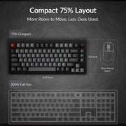Keychron V1 8K 75% Wired Mechanical Keyboard with Programmable Knob, OSA PBT Keycaps, Hot-Swappable Super Red Switches, 8000Hz Polling Rate, RGB Backlit