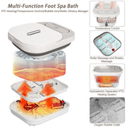 UNIFULL Foot Spa Bath with Fast Heating PTC System, Temperature Control 100-117F, Massage Rollers, Dual Oxygen Bubble Outlets, Red Light, Collapsible Design, Pedicure Kit FM-1022005