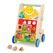 Battat BT1823 Farm Footsteps Wooden Activity Walker 19.61 in with 3 Shapes, Baby and Toddler Toys