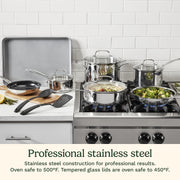 Cuisinart Advantage Pro Series 13-Piece Stainless Steel Cookware Set, Aluminum-Encapsulated Base, Oven Safe, Induction Compatible, Silver, 92CP-13