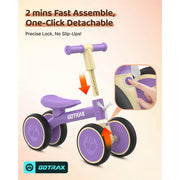 Gotrax BA1 Baby Balance Bike, 4 Wheels, 7 in EVA Silent Wheels, Sturdy Steel Alloy Frame, Ergonomic Soft Seat, Lightweight, Quick Assembly, Black