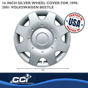 Coast2Coast 16 Inch Silver 8 Spoke Automotive Hubcaps Set of 4 with Metal Clip Retention System IWC180/16S