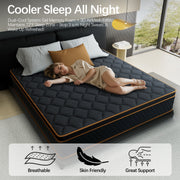 Mronae 14 Inch King Hybrid Mattress, Cooling Gel Memory Foam, Pocketed Spring, Medium Comfort, Black