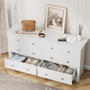 Homall 6 Drawer Wood Dresser Furniture, Double Tier Storage Cabinet for Bedroom & Living Room, White Finish