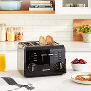 Cuisinart 4-Slice Compact Toaster, Black, 7-Setting Shade Control, Dual Independent Controls, 1.5-Inch Wide Slots, CPT-142BKP1