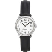 Timex T2H331 Women's Easy Reader Date 25mm Black Silver White Leather Strap Watch