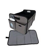 His Juvenile Monbebe Collapsible Trunk Organizer and Changing Station with Wipeable Pad and Wipes Case, Soho Gray