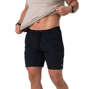 Burlebo Men's Athletic Shorts, Heather Black Retro Duck Camo, Large, 4-Way Stretch, Moisture-Wicking, Lightweight Performance