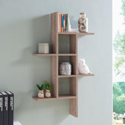 Danya B Contemporary Industrial Floating Wall Shelf, Weathered Oak, 40 in H x 24 in W x 5.75 in D, 4-Tier Cantilever Design, XF160708OK
