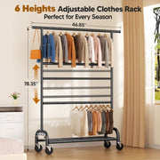 UNTIMATY Heavy Duty Clothing Garment Rack, 560 lb Load Capacity, Adjustable Double Rod, 1 Shelf, Black, Z250602