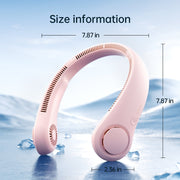 JISULIFE Portable Neck Fan, Rechargeable Wearable Bladeless Fan, Hands-Free Cooling, Quiet 25dB, 5 Speeds, 16H Battery Life, Pink