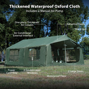 Waldmate Inflatable Camping Tent, Waterproof 3000mm Oxford Fabric, Windproof, Easy Setup with Hand Pump, Green, Fits 4-12 People