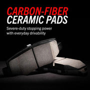 Power Stop Z23-154 Carbon Fiber Ceramic Rear Brake Pads with Installation Hardware, Low Dust, Fade Resistant