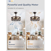 Zardon 18 Indoor Ceiling Fan with Quiet DC Motor, LED Lights, Remote Control, 6 Speeds, Brown Antique