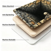 SWEETHOUSE Halloween 3D Visual Skull Cave Doormat, Realistic Stone Tunnel Skeleton Rug, Water Absorbent Non Slip Flannel Floor Mat, Black, 20x32 in