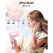 Aniekin Ionic Hair Dryer, High-Speed Brushless Motor, Thermo-Control, Magnetic Diffuser, Pink