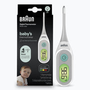 Braun Baby 3-in-1 Digital Thermometer, Flexible Soft Tip, Color-Coded Backlit Display, Battery Powered, Gray