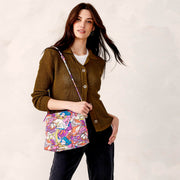 Vera Bradley Featherweight Original Hipster Crossbody Shoulder Bag, Lightweight Recycled Nylon, Water-Repellent, Geometric Flutter Purple, One Size, 50328-20081