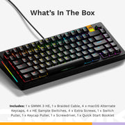 Glorious GMMK 3 HE 75% Wired Gaming Keyboard with Hall Effect Linear Switches, Rapid Trigger, Adjustable Actuation, RGB Backlighting, Hot Swappable, Modular Gasket System, Double-Shot PBT Keycaps, Black