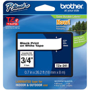 Brother TZE241 18mm Laminated Tape, Black on White