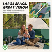 Edx 2-Person Waterproof Camping Tent with Rainfly, Easy Setup Dome, Mesh Windows & Skylights, Lightweight Portable Tent, Green