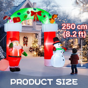 Beirui Belita Amy 8.2ft Christmas Inflatable Outdoor Decoration, Santa Claus and Snowman Arch with Built-in LED Lights, Waterproof Fabric