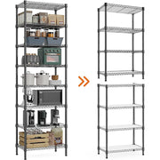 M MZG 8-Tier Adjustable Wire Shelving Unit, Heavy-Duty Carbon Steel, 23.6 in W x 13.8 in D x 79.5 in H, Black Matte Finish, A3560200AK802CB