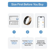 RingConn Gen 2 Air Smart Ring, Ultra-Thin Titanium, AI Health Tracker with 10-Day Battery, IP68 Waterproof, Dune Gold, Size 8, RCA-02