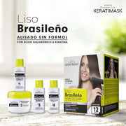 Be Natural Placenta Life Keratin Straightening and Split End Repair Mask Kit with Hyaluronic Acid, Formaldehyde Free, Frizz Reduction, Long-Lasting Smooth Hair, PLF01