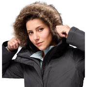 Columbia Suttle Mountain Long Insulated Jacket for Women, Water-Repellent, Hooded with Sherpa-Lined Storm Hood and Removable Faux-Fur Trim, Black, XL, 179975