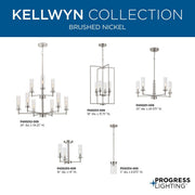 Progress Lighting Kellwyn 4 Light Foyer Pendant, Brushed Nickel Finish, Clear Glass Shades, 18 in, P500315-009