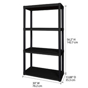 Hyper Tough HT-BLK-4SH30 4 Shelf Plastic Shelving Unit 13.88