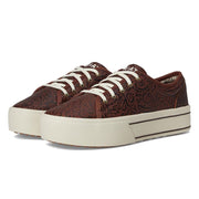 Ariat Skylar Women's Casual Sneakers, Brown Floral Emboss, Lace-Up, Flat Heel, 1.5