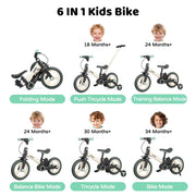 JMMD 6-in-1 Toddler Bike with Push Handle, 12
