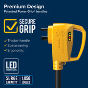 Camco Power Grip RV Power Adapter, 18-Inch, 30-Amp Male to 50-Amp Female, Integrated Surge Protection, Circuit Analyzer Dogbone, Yellow, 55460