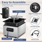 TINANA YH-DF-1 Electric Deep Fryer, 5.3 Quart Capacity, 3 Stainless Steel Baskets
