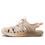 KEEN Women's Whisper Lite Athletic Sandals, Durable Closed Toe, Adjustable Bungee Closure, Safari/Birch, Size 7, 1031958