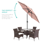 Best Choice Products Outdoor Market Patio Umbrella, Heavy-Duty Steel Frame, Weather-Resistant Polyester Canopy, Push-Button Tilt, Crank Lift, Vented Top, 7.5ft, Rose Quartz