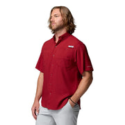 Columbia Men's PFG Tamiami II Short Sleeve Shirt, UPF 40 Sun Protection, Moisture-Wicking, Breathable Venting, Beet, X-Large Tall, 128705