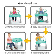 Safety 1st Grow and Go 4-in-1 Stationary Baby Activity Center with 7 Interactive Toys, 360 Degree Spinning Seat, Adjustable Height, Stained Glass WA100FYG